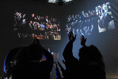 Inside the iOrchestra Tent in Plymouth