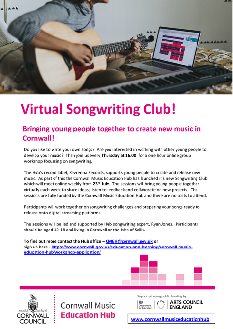 Poster for the CMEH Virtual Songwriting Club