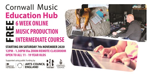 Flyer for Intermediate online Music Production course starting on 7th November